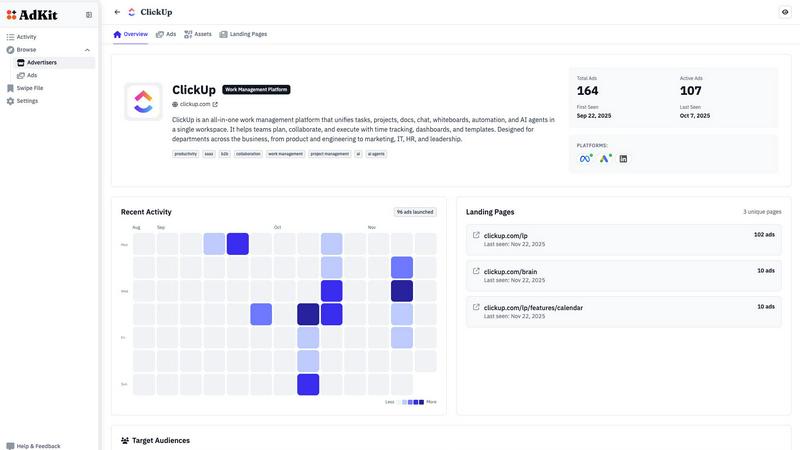 AdKit application interface and features