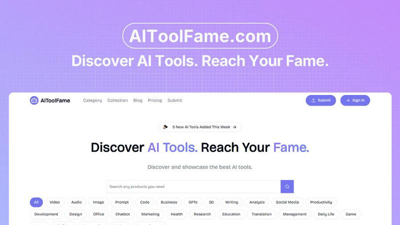 AIToolFame application interface and features