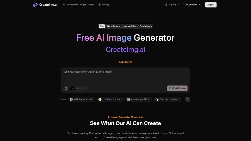 AI Image Generator - Createimg application interface and features