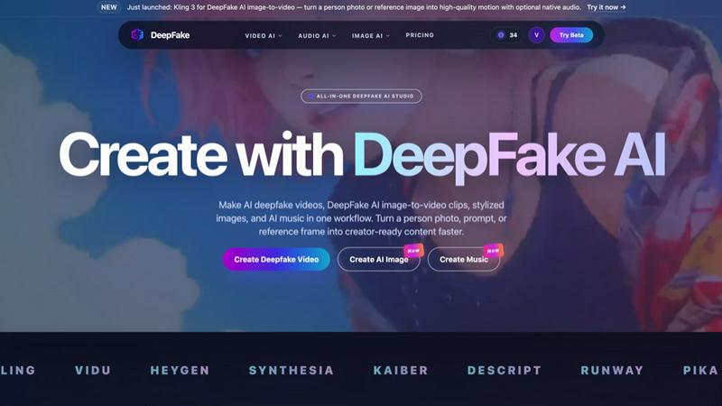 Deepfakeai application interface and features