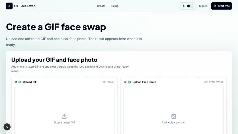 GIF Face Swap application interface and features