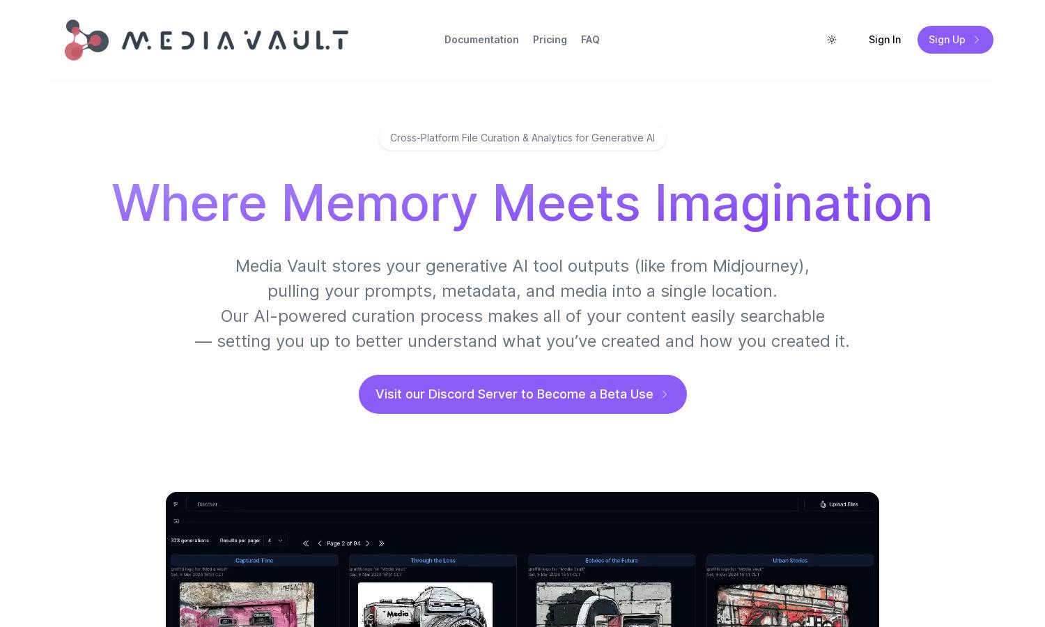 Media Vault AI Website