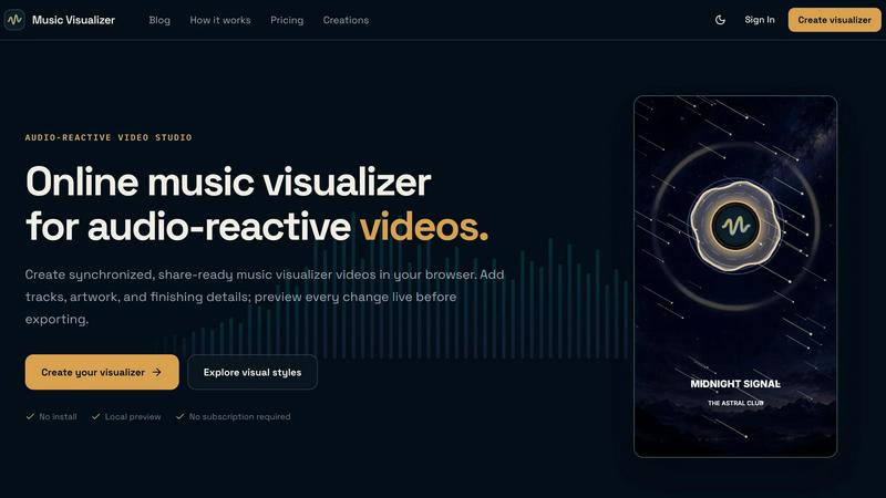 Music Visualizer application interface and features