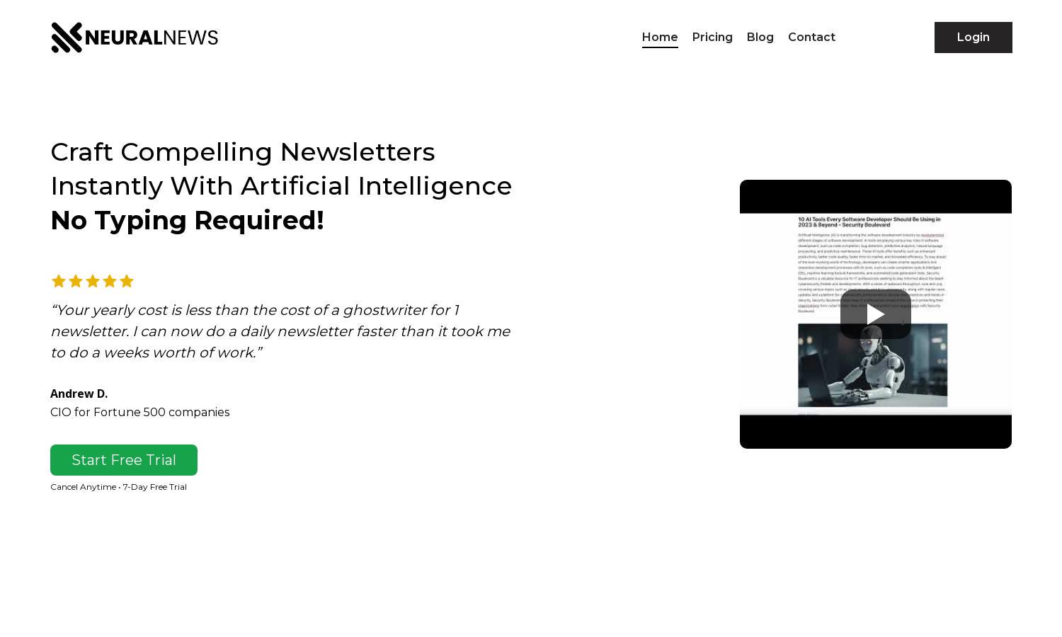 Neural Newsletters Website