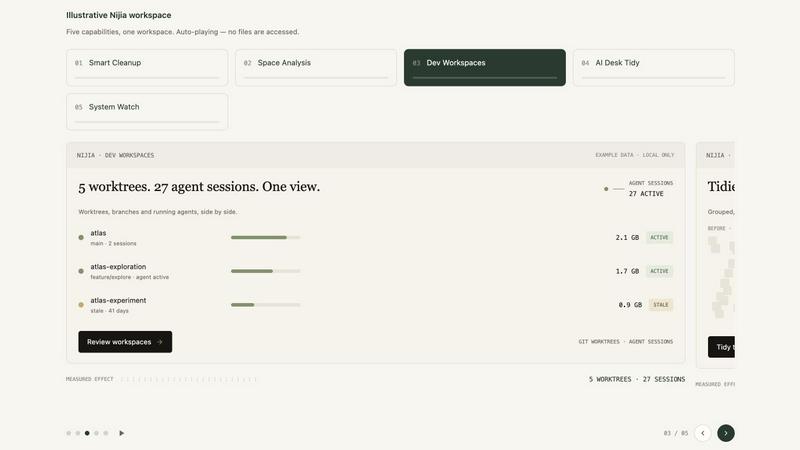 Nijia application interface and features