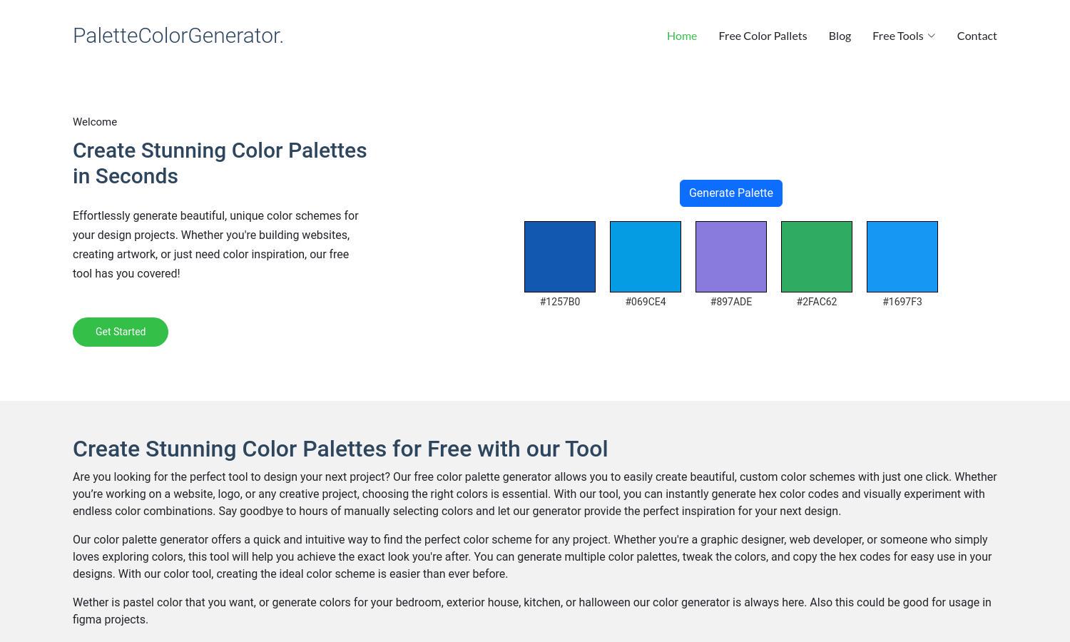 palettecolorgenerator.com Website