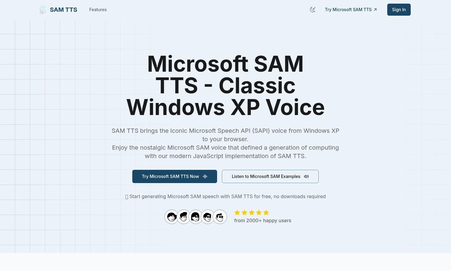 SAM TTS Website