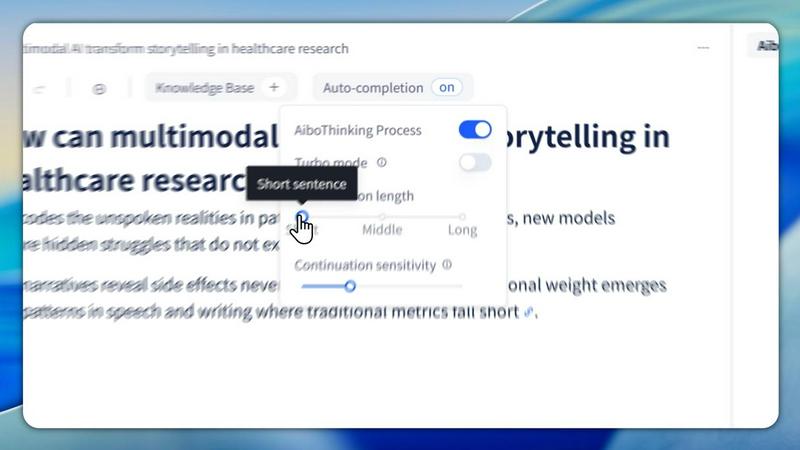 Creaibo application interface and features