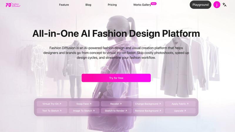 Fashion Diffusion application interface and features