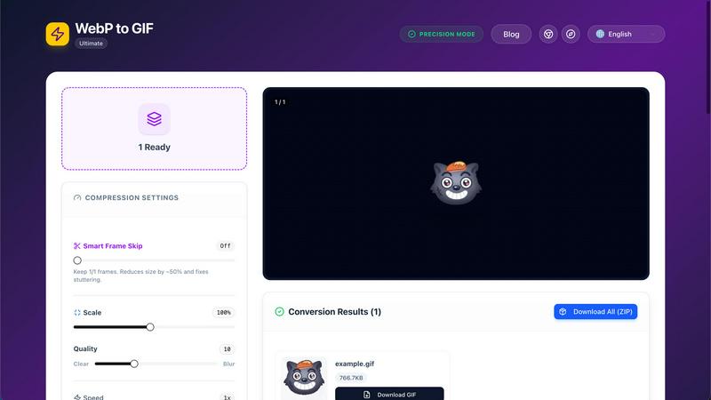webp to gif application interface and features